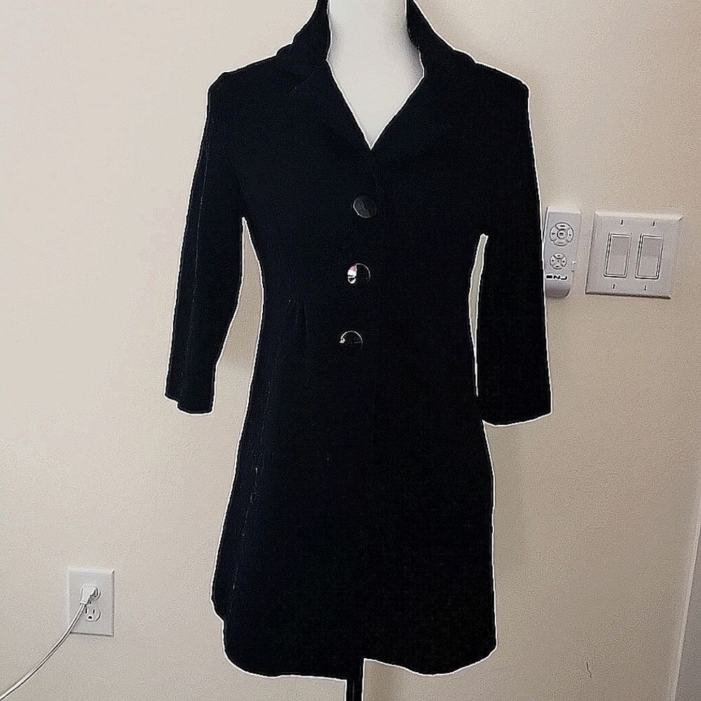 Andria Lien black lightweight damask tailored jacket coat Size S